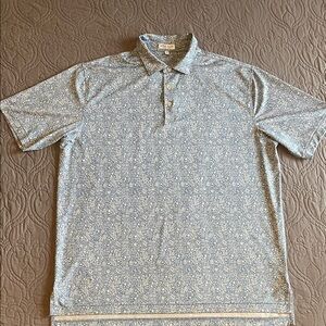 Peter Millar Men's Blue and White Floral Crown Fairview Performance Polo